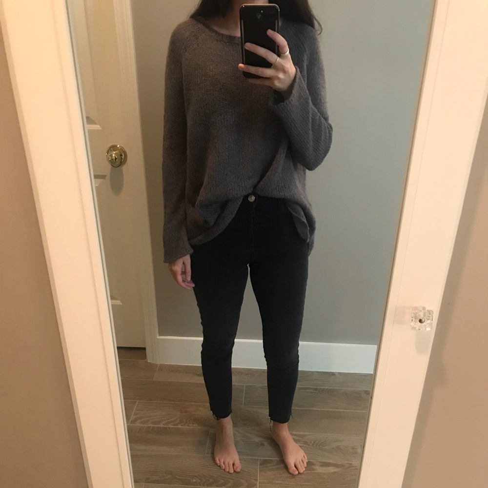 Grey Sweater with Black Skull